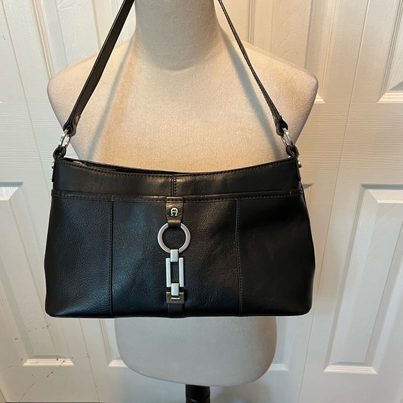 Etienne Aigner Handbags - Etienne Aigner Genuine Leather Elegant Black Leather Shoulder Bag